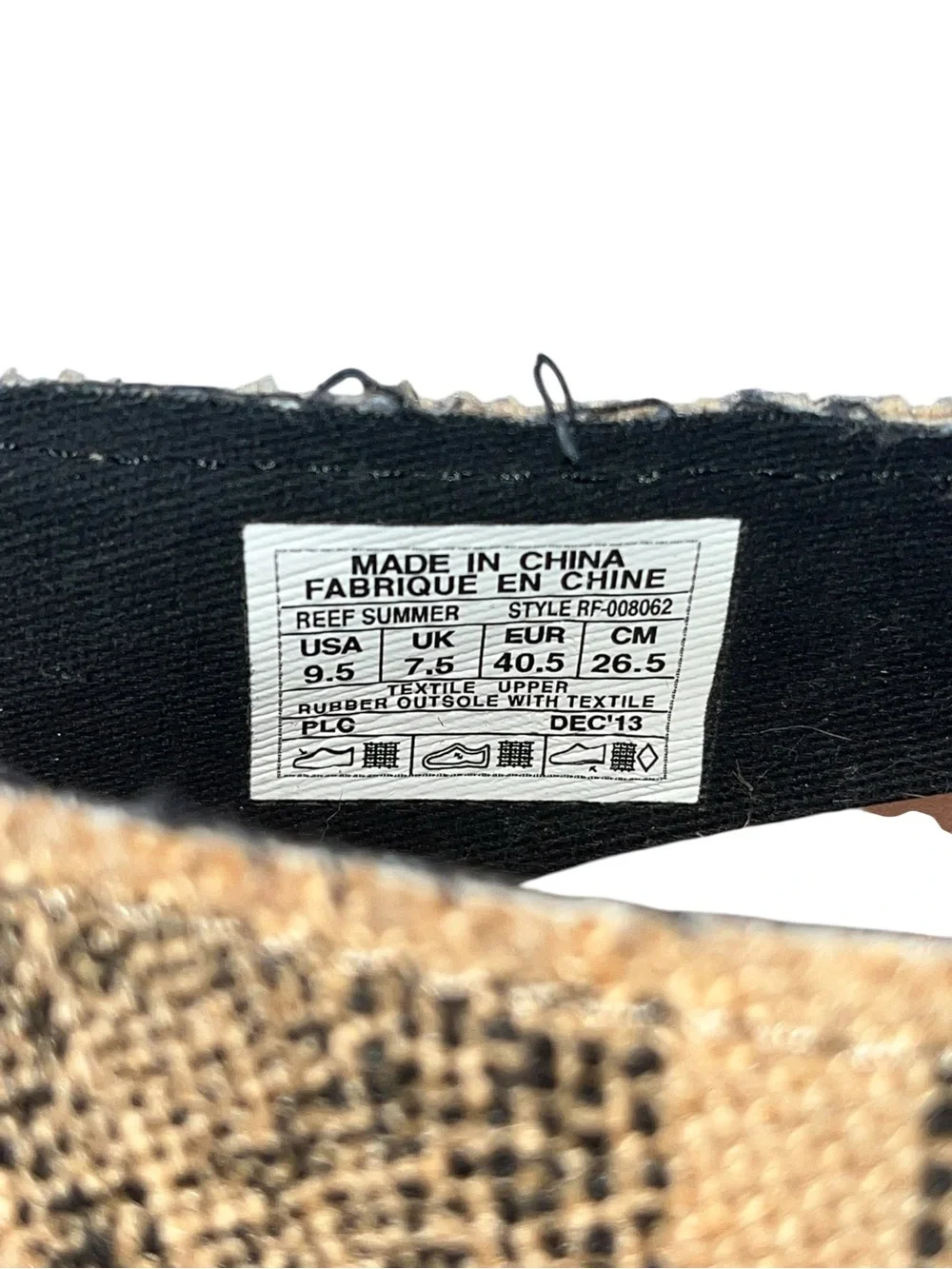 Reef Slip On Espadrilles Size 9.5